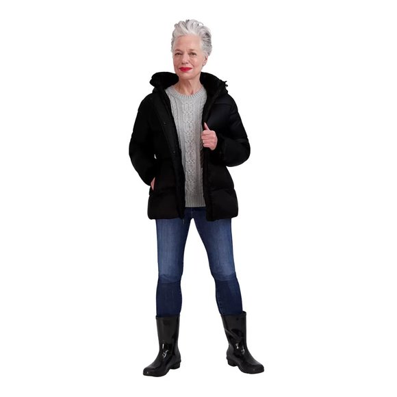 NWT TWO Vince Camuto Women's Full Zip Hooded City Coat Black Size 2XL $180 9D086 - Picture 1 of 4